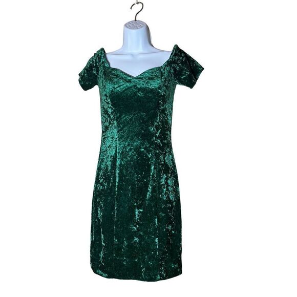 All That Jazz Vintage‎ Green Velvet Dress Size Medium - Picture 1 of 8